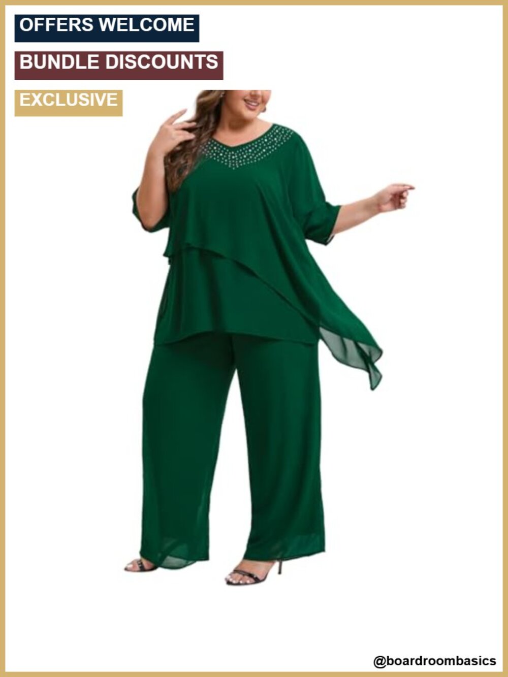Plus Size Mother of Bride Pant Suit 2 Piece Chiffon Ruffle High Low Hem Wedding